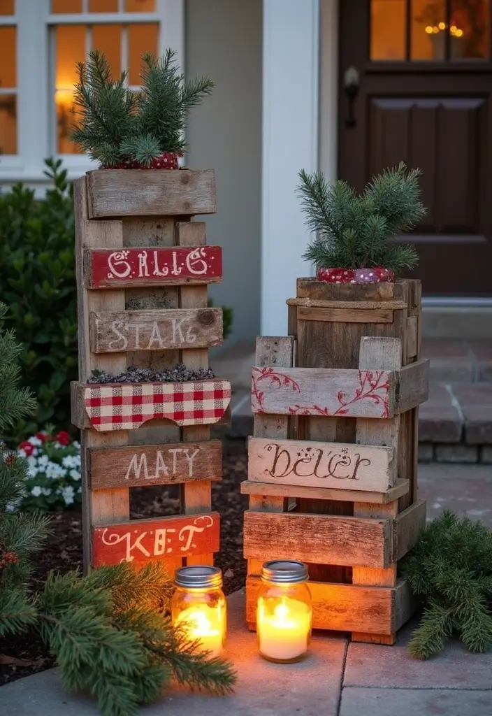 25 Stunning Outdoor Christmas Decor Ideas That Will Make Your Neighbors Jealous! - 15. Upcycled Christmas Decor