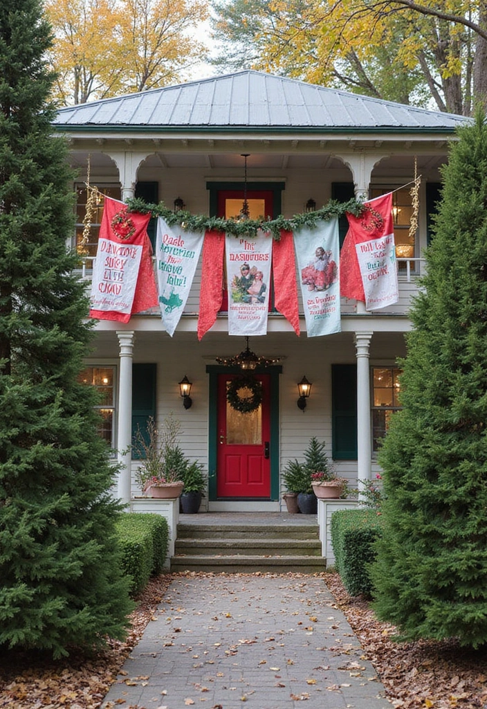 25 Stunning Outdoor Christmas Decor Ideas That Will Make Your Neighbors Jealous! - 16. Holiday Banners