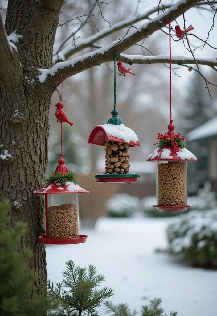 25 Stunning Outdoor Christmas Decor Ideas That Will Make Your Neighbors Jealous! - 19. Christmas Bird Feeders