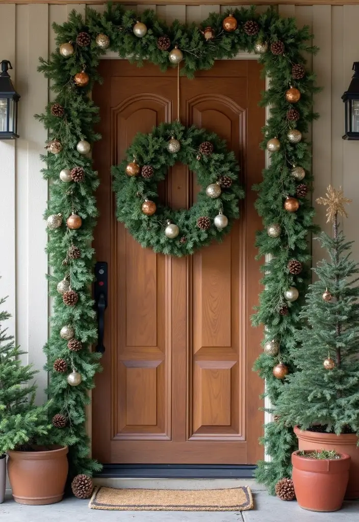 25 Stunning Outdoor Christmas Decor Ideas That Will Make Your Neighbors Jealous! - 22. Seasonal Door Swags