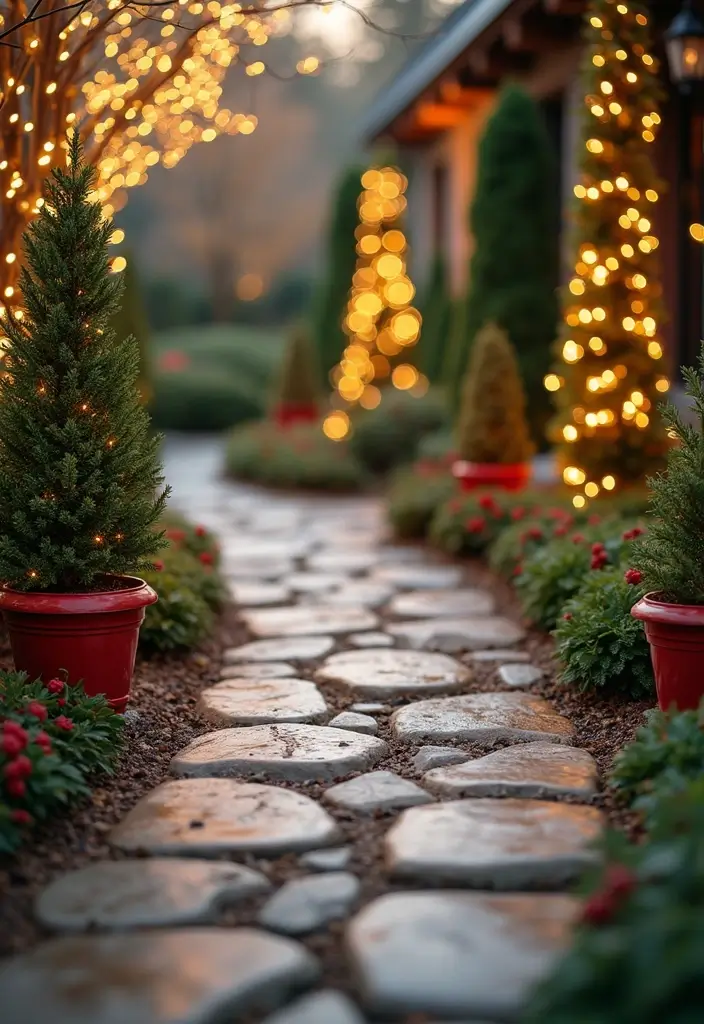 25 Stunning Outdoor Christmas Decor Ideas That Will Make Your Neighbors Jealous! - 6. A Festive Garden Pathway