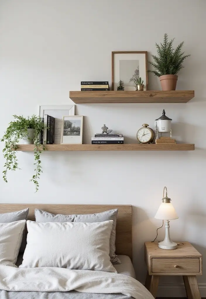 26 Cozy Bedroom Ideas for Couples That Will Ignite Your Romance (You Won't Believe #7!) - 21. Floating Shelves