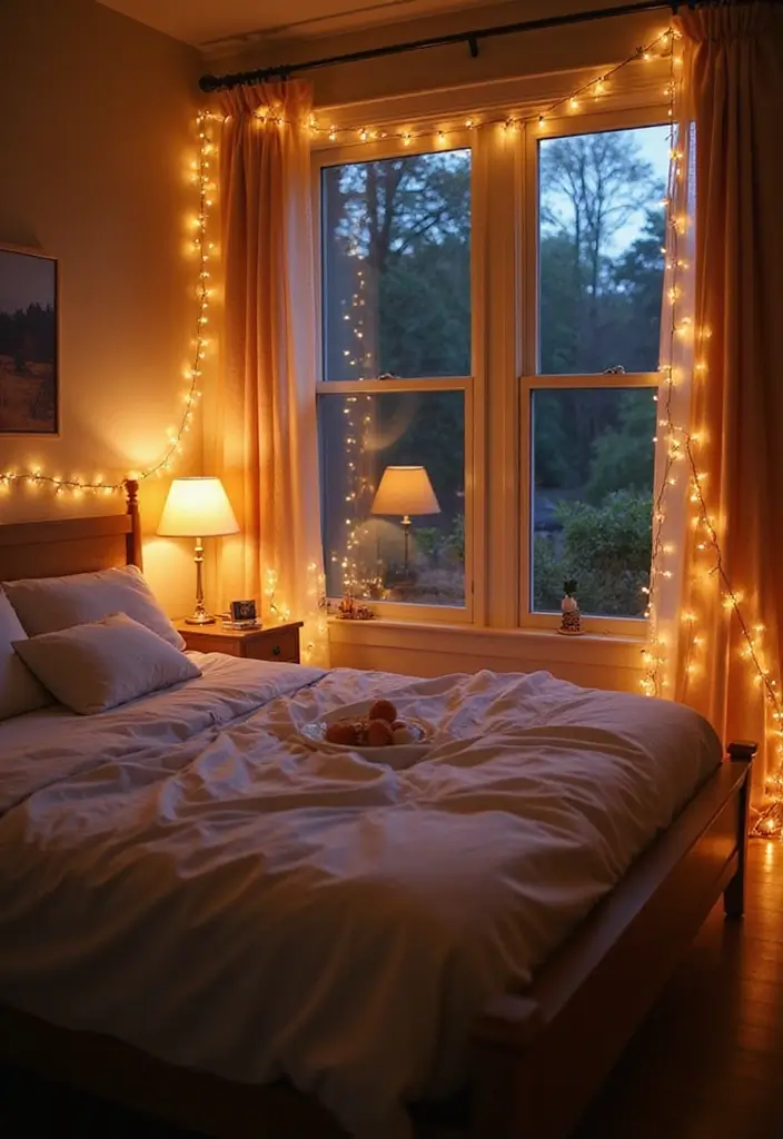 30 Romantic Bedroom Ideas for Couples That Will Ignite the Spark Again! (You Won't Believe #9!) - 27. Twinkling Fairy Lights