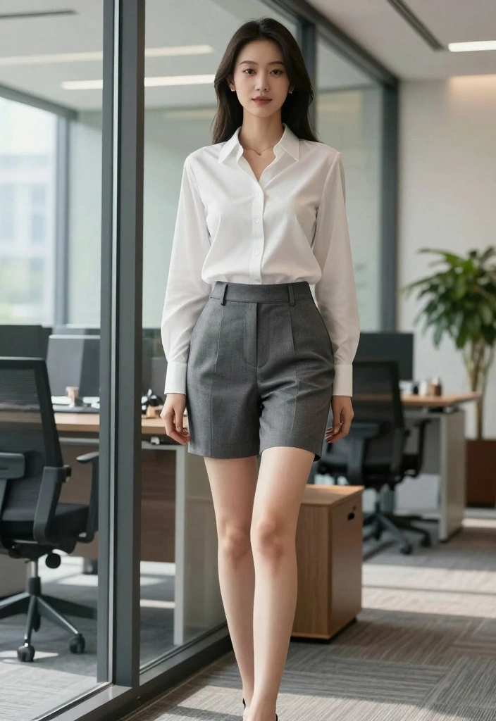 15 Chic Office Outfits That’ll Make You the Boss of Style (You Won't Believe #18!) - 8. Casual Chic with Tailored Shorts 1