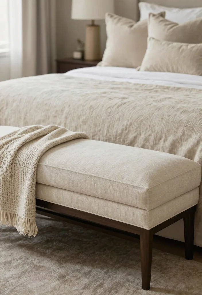 21 Jaw-Dropping Bedroom Transformations Under $200 (You Won't Believe #15!) - 17. Add a Bench or Ottoman 3