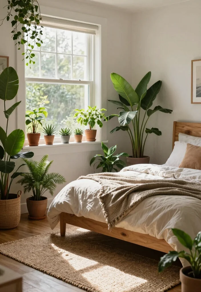 15 Stunning Bedroom Makeovers Under $200 (You’ll Be Shocked by #9!) - 6. Nature-Inspired Decor 1