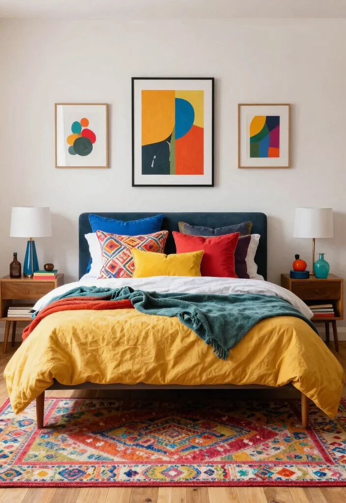 15 Stunning Bedroom Makeovers Under $200 (You’ll Be Shocked by #9!) - 9. Bold Color Accents 1