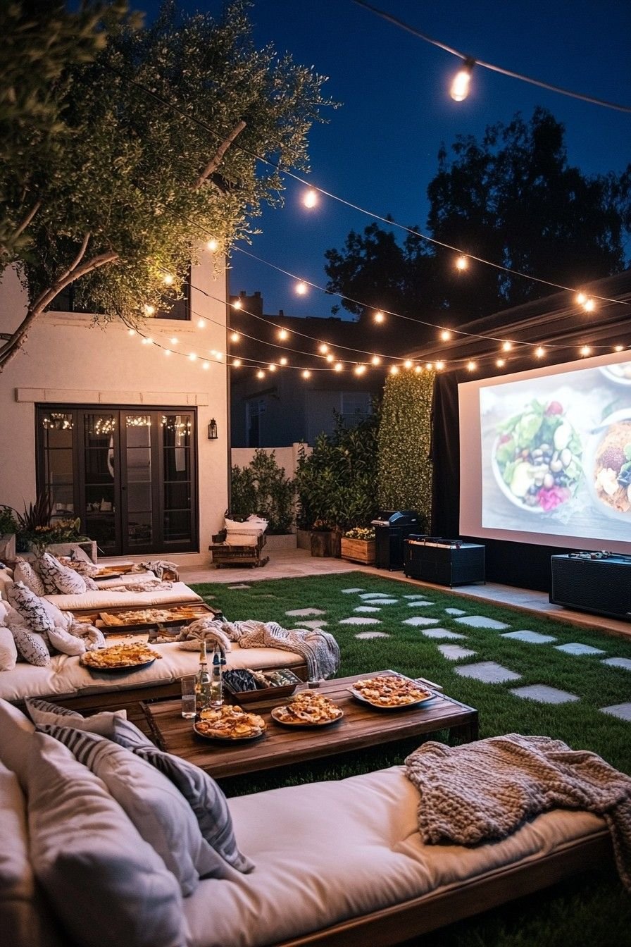 18 Jaw-Dropping Backyard Decor Ideas That'll Turn Your Yard into a Paradise! - 12. Outdoor Cinema Setup 1
