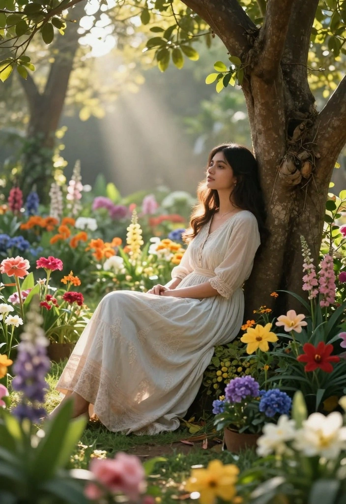 25 Pinterest-Worthy Poses for Women That Will Make You Look Like a Model! - 14. The Serene Garden 3