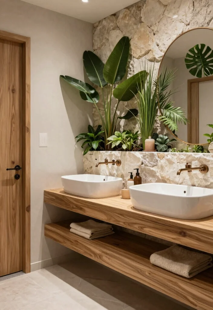 15 Bathroom Ideas for a Functional and Stylish Everyday Space - 13. Nature-Inspired Decor 1