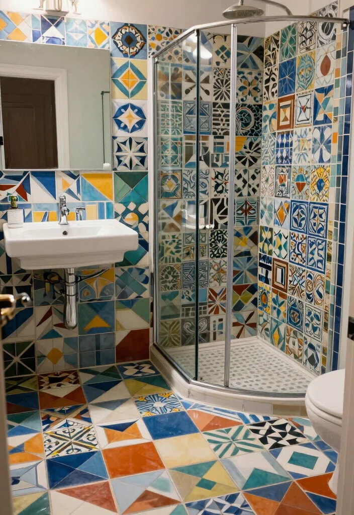 15 Bathroom Ideas for a Functional and Stylish Everyday Space - 9. Creative Tile Patterns 1